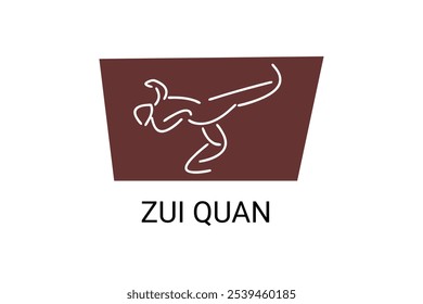 zui quan or "Drunken boxing " sport vector line icon. sportsman, fighting stance. sport pictogram illustration.