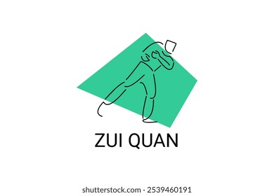 zui quan or "Drunken boxing " sport vector line icon. sportsman, fighting stance. sport pictogram illustration.