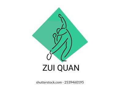 zui quan or "Drunken boxing " sport vector line icon. sportsman, fighting stance. sport pictogram illustration.