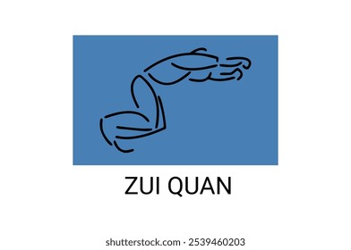 zui quan or "Drunken boxing " sport vector line icon. sportsman, fighting stance. sport pictogram illustration.