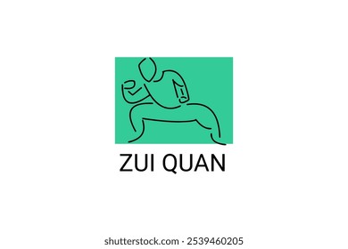 zui quan or "Drunken boxing " sport vector line icon. sportsman, fighting stance. sport pictogram illustration.