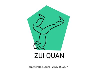 zui quan or "Drunken boxing " sport vector line icon. sportsman, fighting stance. sport pictogram illustration.