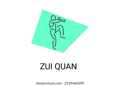 zui quan or "Drunken boxing " sport vector line icon. sportsman, fighting stance. sport pictogram illustration.