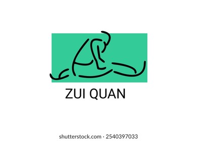 zui quan or "Drunken boxing "  sport vector line icon. sportsman, fighting stance. sport pictogram illustration.