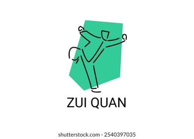 zui quan or "Drunken boxing "  sport vector line icon. sportsman, fighting stance. sport pictogram illustration.