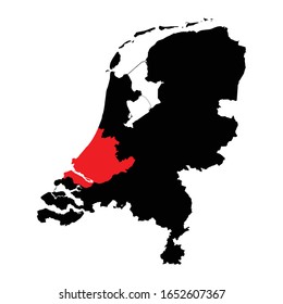 Zuid Holland province highlighted on Netherlands map Vector EPS 10