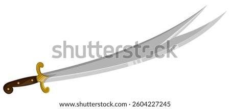 Zulfikar Sword Vector Icon – Legendary Islamic Dhulfikar Sword of Ali Ibn Abi Talib – Double-Edged Blade Symbol in High-Quality EPS, Isolated on White Background