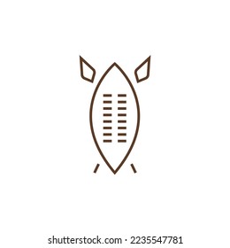 zulu-afrikanisches Speer- und Schild-Vektorsymbol