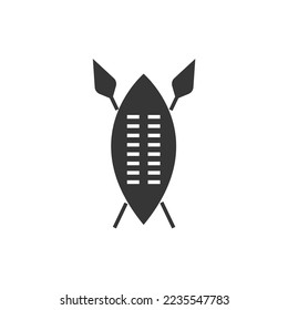 zulu-afrikanisches Speer- und Schild-Vektorsymbol