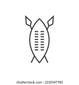zulu african spear and shield vector icon