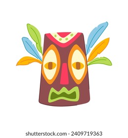 zulu tribal mask cartoon. pole ceremony, south traditional, luau head zulu tribal mask sign. isolated symbol vector illustration