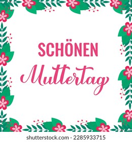 Zum Muttertag Kalligrafiekarte. Glücklicher Muttertag auf Deutsch. Vektorvorlage für Typografie-Poster, Banner, Einladung, etc.