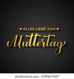 Zum Muttertag gold calligraphy. Happy Mothers Day in German. Vector template for typography poster, banner, invitation, etc.