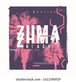 Zuma Beach vector graphic t-shirt design, poster, print.