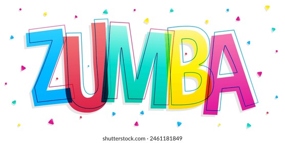 'Zumba' coloridas letras de Vector aisladas sobre un fondo blanco. Anuncio creativo.