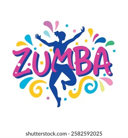 Zumba dance logo or T-shirt design, perfect for fitness brands, activewear, and cosmetics branding, capturing energy, movement, and vibrant style.