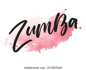 Texto del estudio de danza Zumba. Diseño de pancartas caligráficas. Aptitud aeróbica. Grabado de la mano del vector Ilustración sobre fondo blanco.