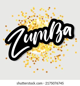 Texto del estudio de danza Zumba. Diseño de pancartas caligráficas. Aptitud aeróbica. Grabado de la mano del vector Ilustración sobre fondo blanco.