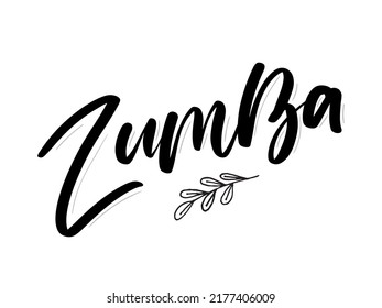 Texto del estudio de danza Zumba. Diseño de pancartas caligráficas. Aptitud aeróbica. Grabado de la mano del vector Ilustración sobre fondo blanco.