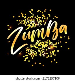 Texto del estudio de danza Zumba. Diseño de pancartas caligráficas. Aptitud aeróbica. Grabado de la mano del vector Ilustración sobre fondo blanco.