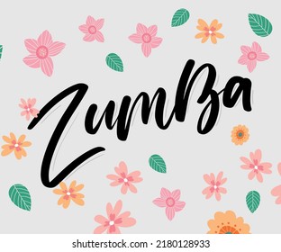 Texto del estudio de danza Zumba. Diseño de pancartas caligráficas. Aptitud aeróbica. Grabado de la mano del vector Ilustración sobre fondo blanco.