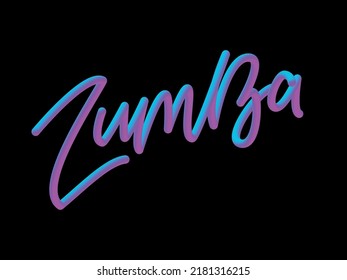 Texto del estudio de danza Zumba. Diseño de pancartas caligráficas. Aptitud aeróbica. Grabado de la mano del vector Ilustración sobre fondo blanco.