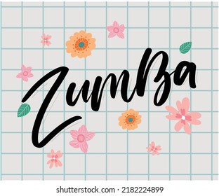 Texto del estudio de danza Zumba. Diseño de pancartas caligráficas. Aptitud aeróbica. Grabado de la mano del vector Ilustración sobre fondo blanco.