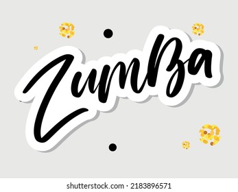 Texto del estudio de danza Zumba. Diseño de pancartas caligráficas. Aptitud aeróbica. Grabado de la mano del vector Ilustración sobre fondo blanco.