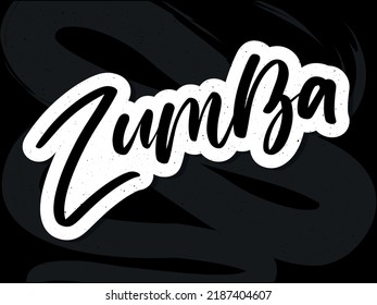 Texto del estudio de danza Zumba. Diseño de pancartas caligráficas. Aptitud aeróbica. Grabado de la mano del vector Ilustración sobre fondo blanco.