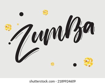 Texto del estudio de danza Zumba. Diseño de pancartas caligráficas. Aptitud aeróbica. Grabado de la mano del vector Ilustración sobre fondo blanco.