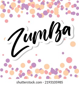 Texto del estudio de danza Zumba. Diseño de pancartas caligráficas. Aptitud aeróbica. Grabado de la mano del vector Ilustración sobre fondo blanco.