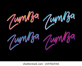 Texto del estudio de danza Zumba. Diseño de pancartas caligráficas. Aptitud aeróbica. Grabado de la mano del vector Ilustración sobre fondo blanco.