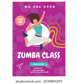 Zumba Flyer o programa de fitness, Escuela de baile, Diseño para redes sociales