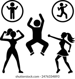 Zumba icons set, dance fitness vector silhouette, fitness dance silhouette set