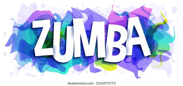 'Zumba' en el fondo abstracto. Banner creativo o encabezado para un sitio web.