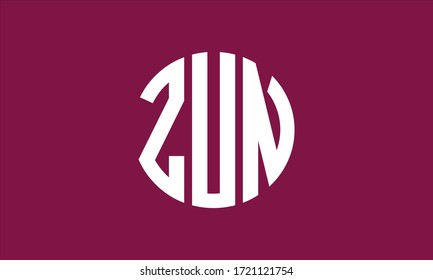Plantilla de logotipo de marca de vectores de letra monograma abstracta de círculo ZUN