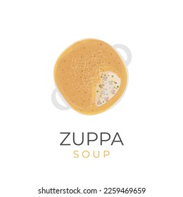 Zuppa Soup Vector Illustration Logo With Opened Pastry