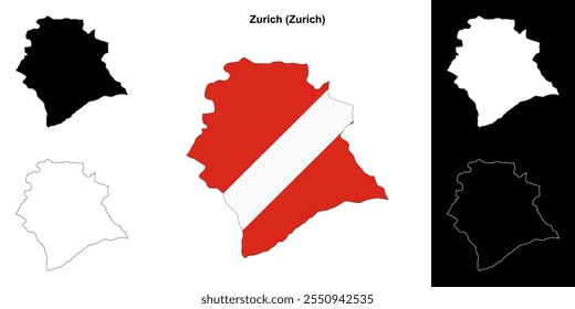 Conjunto de mapa de esquema en blanco de Zúrich