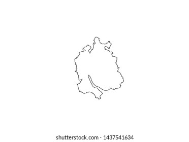 Zurich canton outline map Switzerland state country region