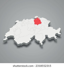 Zurich cantone location within Switzerland 3d isometric map