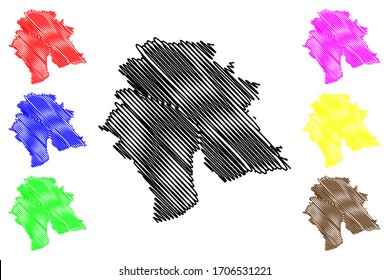 Zurich City (Swiss Confederation, Switzerland) map vector illustration, scribble sketch City of Zürich map