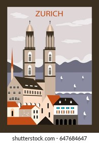 Zurich city in Switzerland Europe. Vector