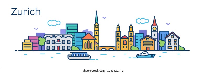 Zurich city. Vector illustration