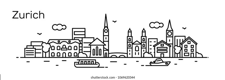 Zurich city. Vector illustration