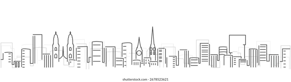 Zurich Simple Dark Lines Skyline on White Background