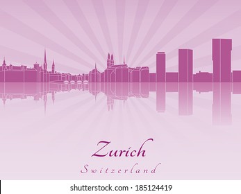 Zurich skyline in purple radiant orchid in editable vector file