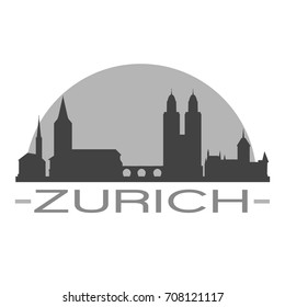 Zurich Skyline Silhouette City Design Vector Art