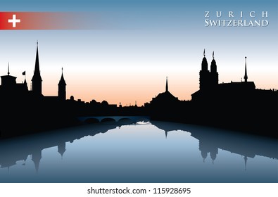Zurich skyline - vector background