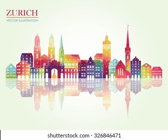 Zurich Switzerland city detailed skyline. Vector illustration