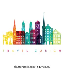 Zurich Switzerland city detailed skyline. Vector illustration 